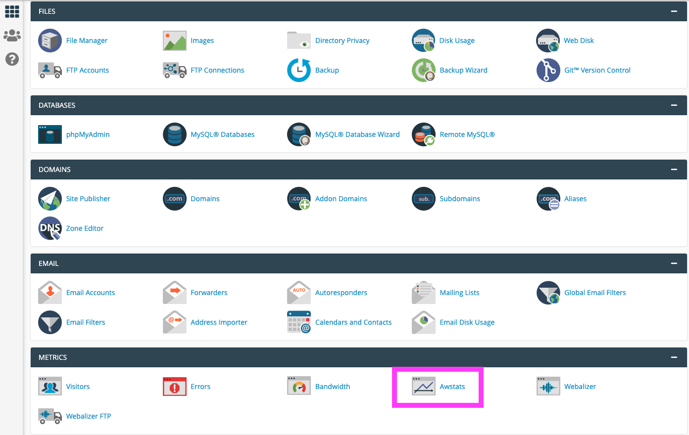 enable awstats cpanel all users