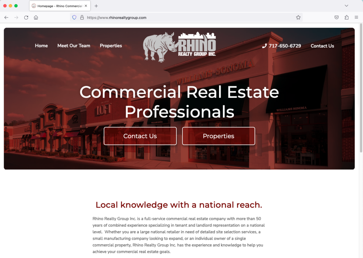 Rhino Realty Group website design Screen Shot