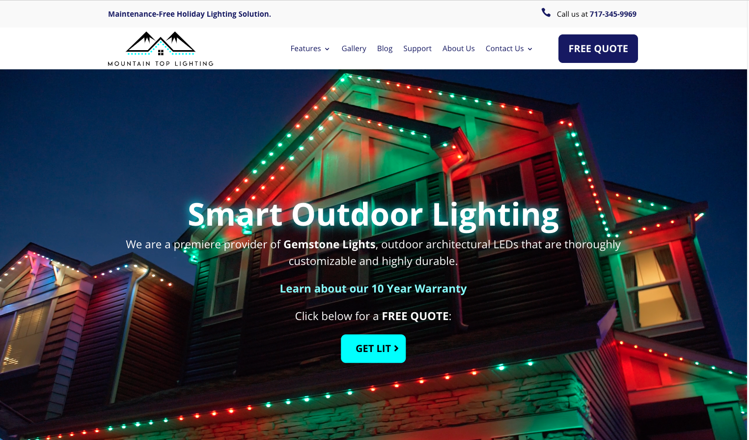 Mountaintoplighting.com home page screen cap